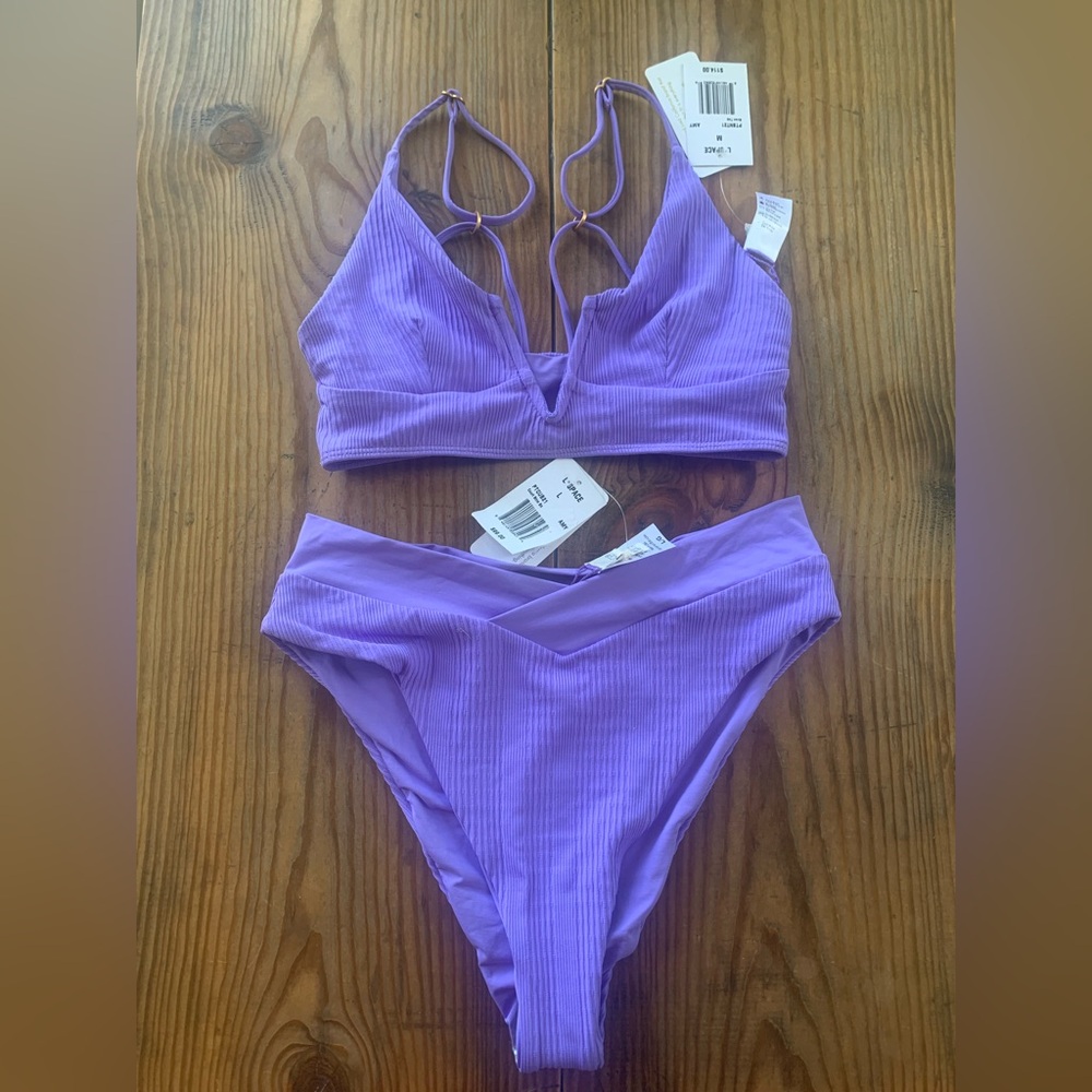 NWT L Space Bikini Siren top (medium) Court bottom (large) for n color Amethyst